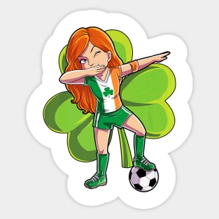 Dabbing Soccer Girl St Patricks Day Women Kids Irish Sticker